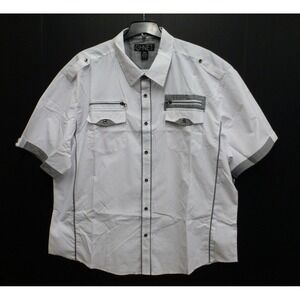 G-Net Casual Shirt Mens Size 5XL (62" Chest) White w/ Black Plaid‎ Slim Fit New
